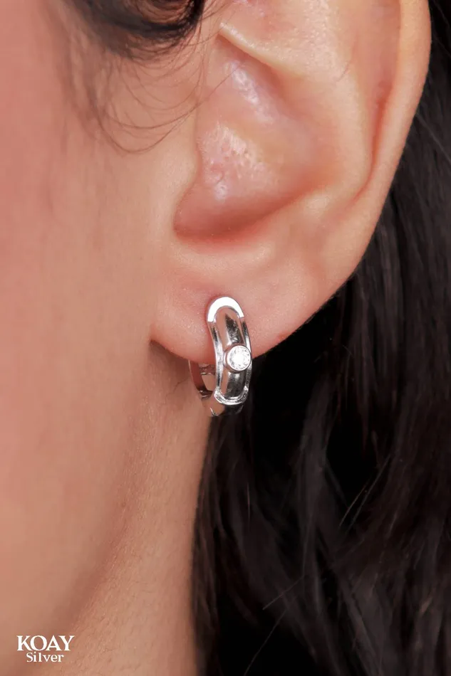 KOAY Silver Store Earrings Zircon Hoop 017 Earring KOAY Silver Store Earrings Zircon Hoop 017 Earring
