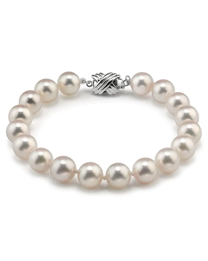 SPT Bracelets White Hanadama Japanese Akoya Pearl Bracelet 8590mm