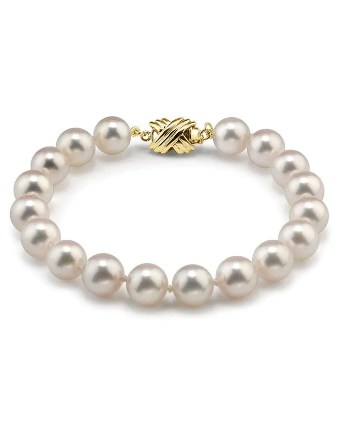 SPT Bracelets White Hanadama Japanese Akoya Pearl Bracelet 8590mm