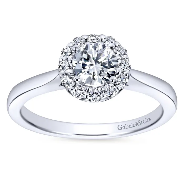 International Diamond Center Rings Gabriel Bridal Collection White Gold Halo Engagement Ring 022 ctw