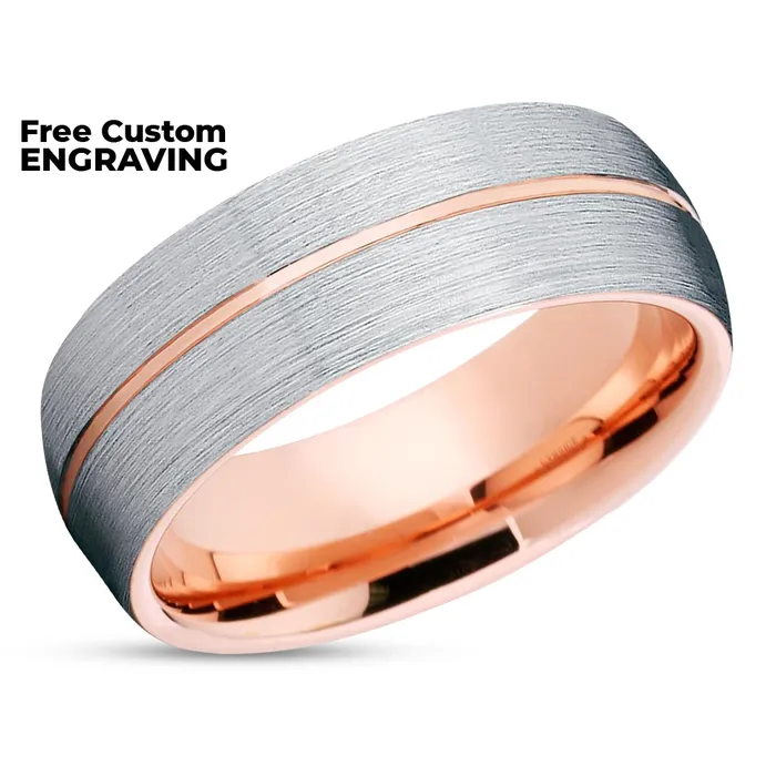 Rings Rose Gold Wedding Ring Tungsten Wedding Band Rose Gold Ring Band Ring Clean Casting Jewelry