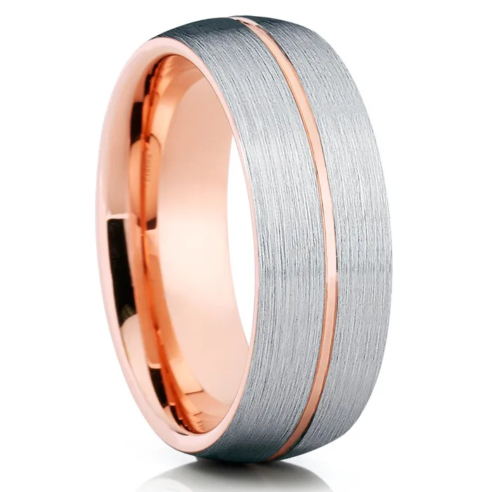Rings Rose Gold Wedding Ring Tungsten Wedding Band Rose Gold Ring Band Ring Clean Casting Jewelry