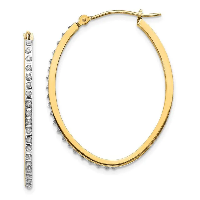 14k Diamond Fascination Oval Hinged Hoop Earrings Jewelry Earrings