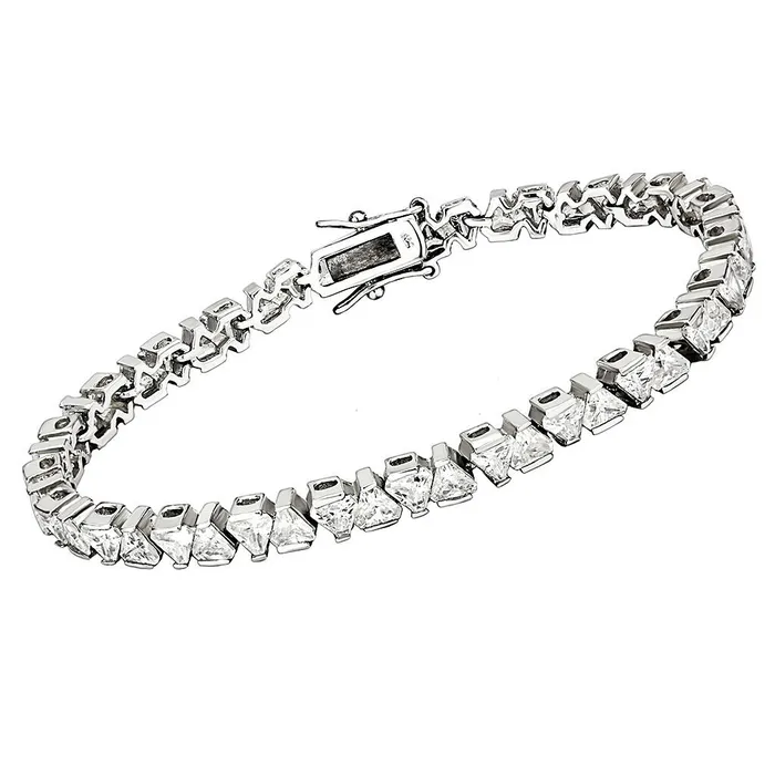 Alamode Bracelets 47302 Rhodium Brass Bracelet with AAA Grade CZ in Clear