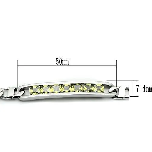 Alamode Bracelets TK570 High polished no plating Stainless Steel Bracelet with AAA Grade CZ in Olivine color