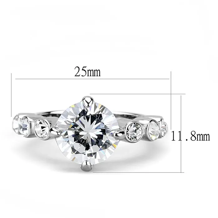 Alamode Rings TK3247 High polished no plating Stainless Steel Ring with AAA Grade CZ in Clear