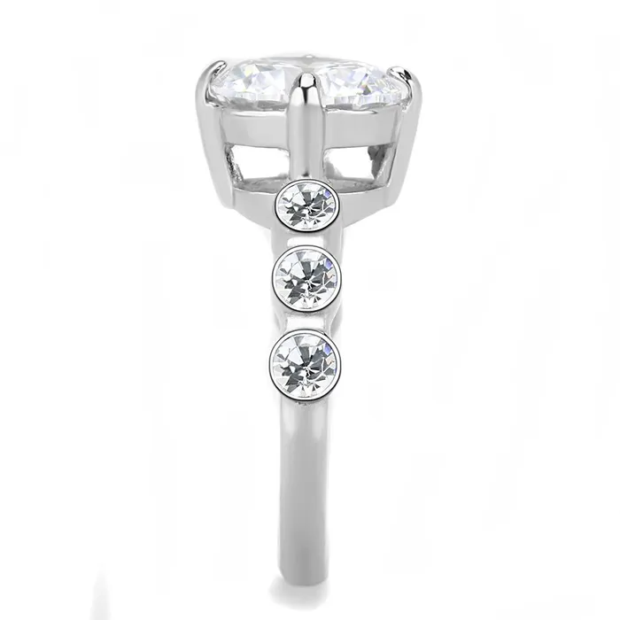 Alamode Rings TK3247 High polished no plating Stainless Steel Ring with AAA Grade CZ in Clear