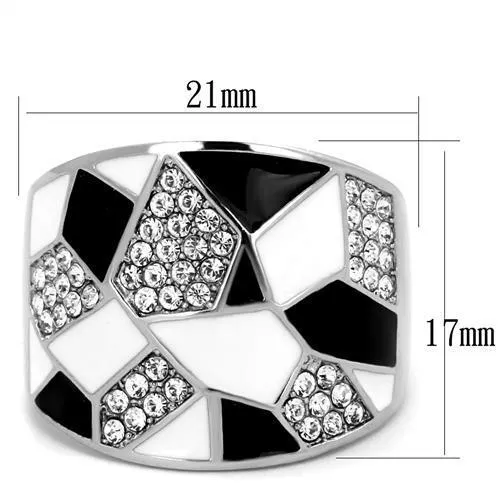 Alamode TK2024 High polished no plating Stainless Steel Ring with Top Grade Crystal in Clear Rings