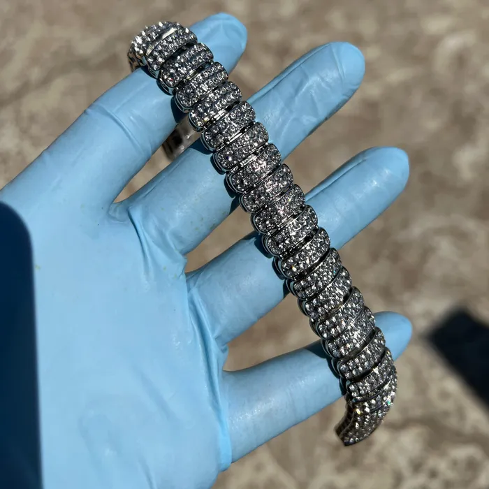 AMERICAN TIME Bracelets Mens Iced Dome Bracelet CZ Flooded Out Silver Tone 85 x 16MM AMERICAN TIME Bracelets Mens Iced Dome Bracelet CZ Flooded Out Silver Tone 85 x 16MM