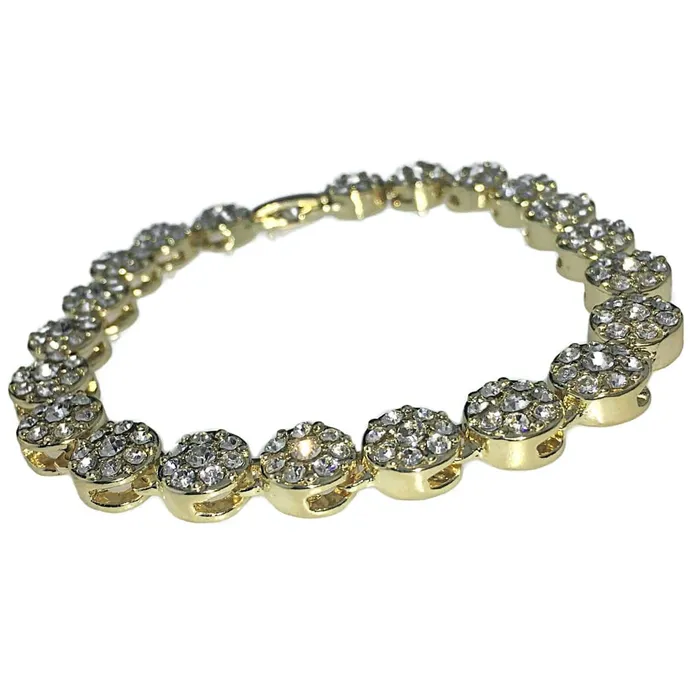 Bling Cartel Admin Bracelets Flower Cluster Iced Gold Finish Bracelet 8