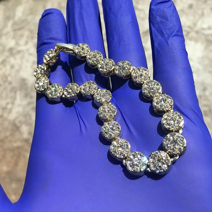 Bling Cartel Admin Bracelets Flower Cluster Iced Gold Finish Bracelet 8