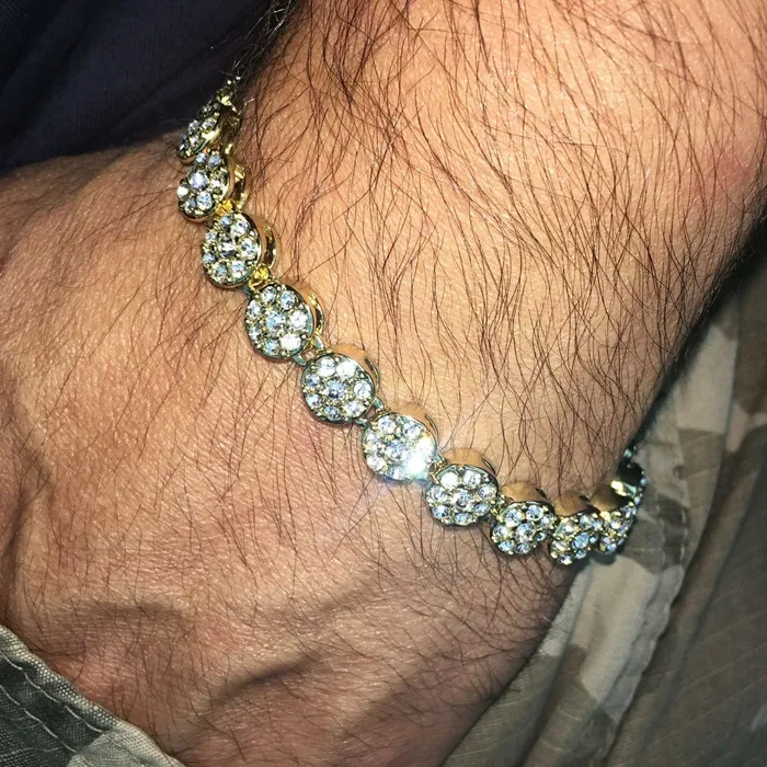 Bling Cartel Admin Bracelets Flower Cluster Iced Gold Finish Bracelet 8