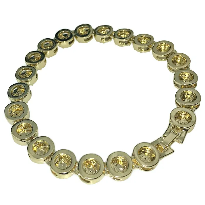 Bling Cartel Admin Bracelets Flower Cluster Iced Gold Finish Bracelet 8