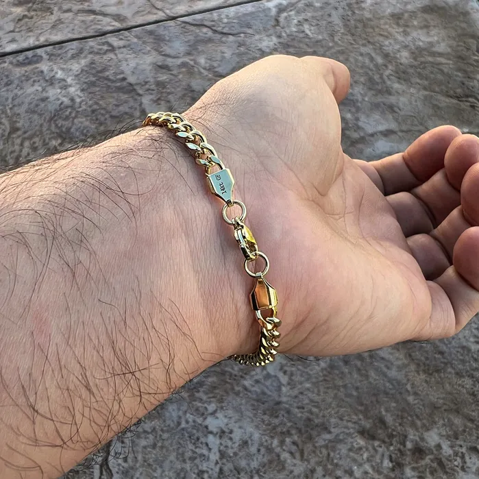 Bling Cartel Bracelets 14Kt Gold Filled Stainless Steel Miami Cuban Link Bracelet 5MM 9 Bling Cartel Bracelets 14Kt Gold Filled Stainless Steel Miami Cuban Link Bracelet 5MM 9