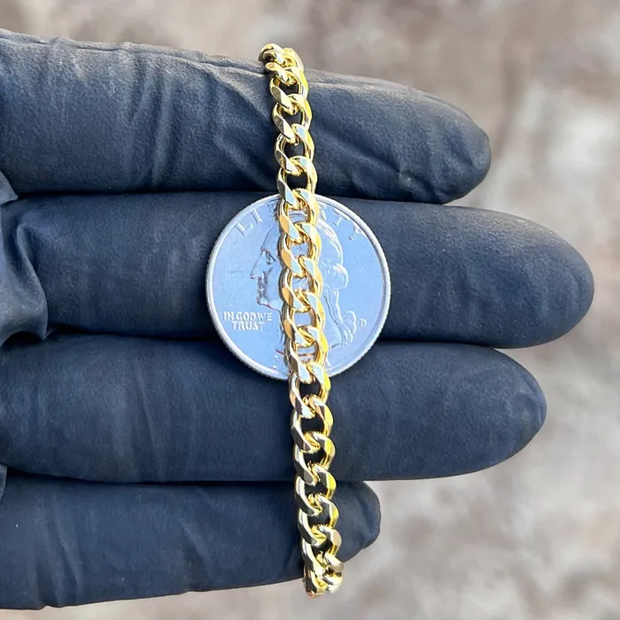 Bling Cartel Bracelets 14Kt Gold Filled Stainless Steel Miami Cuban Link Bracelet 5MM 9 Bling Cartel Bracelets 14Kt Gold Filled Stainless Steel Miami Cuban Link Bracelet 5MM 9