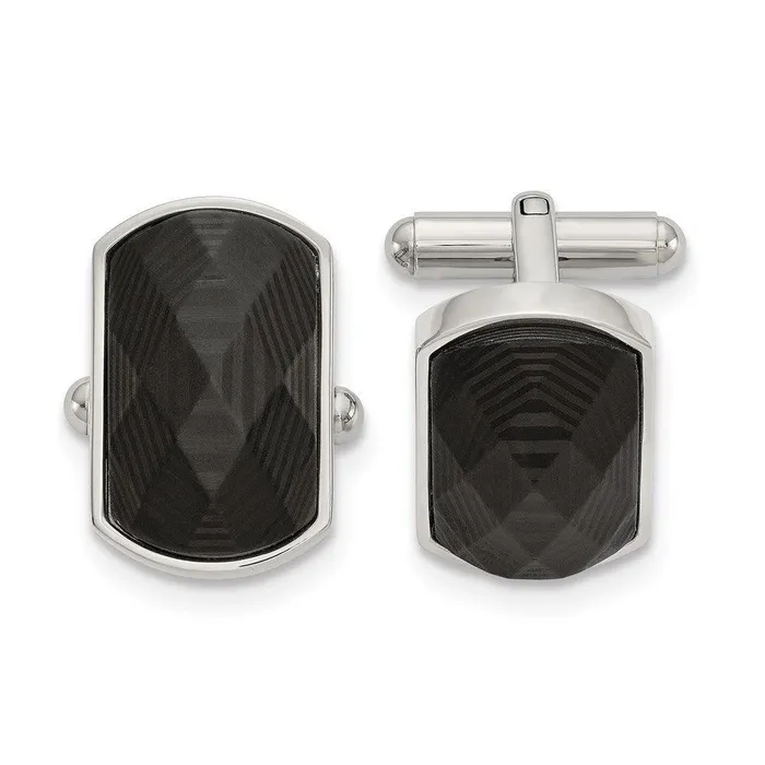 Bracelets Chisel Stainless Steel Polished Solid Black Carbon Fiber Inlay Cuff Links Bracelets Chisel Stainless Steel Polished Solid Black Carbon Fiber Inlay Cuff Links