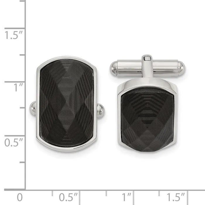 Bracelets Chisel Stainless Steel Polished Solid Black Carbon Fiber Inlay Cuff Links Bracelets Chisel Stainless Steel Polished Solid Black Carbon Fiber Inlay Cuff Links