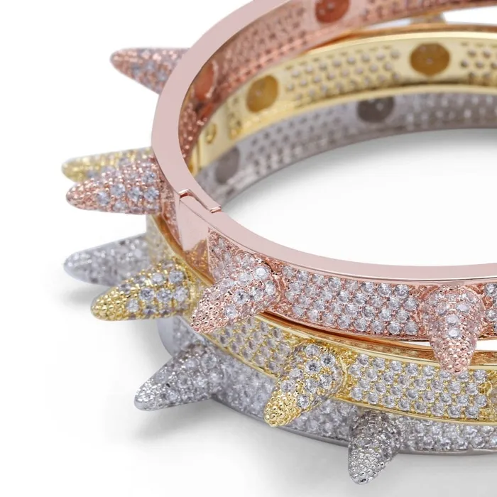 Bracelets Micro pave Spike Bangle Bracelet VVS Jewelry