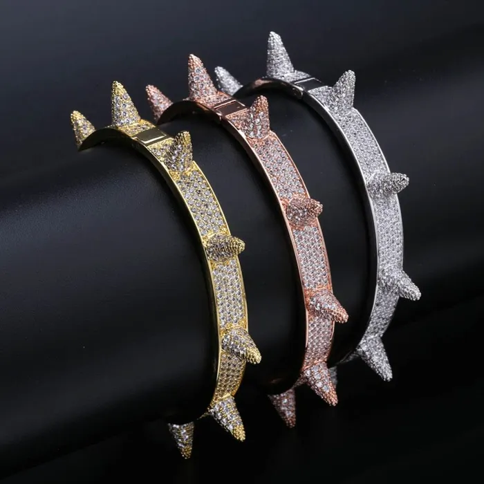 Bracelets Micro pave Spike Bangle Bracelet VVS Jewelry