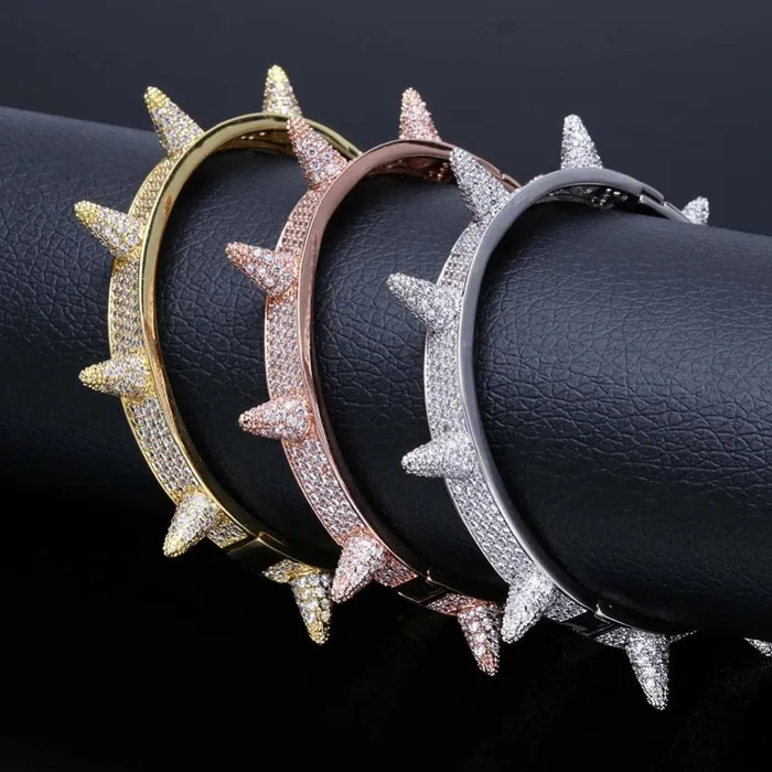 Bracelets Micro pave Spike Bangle Bracelet VVS Jewelry