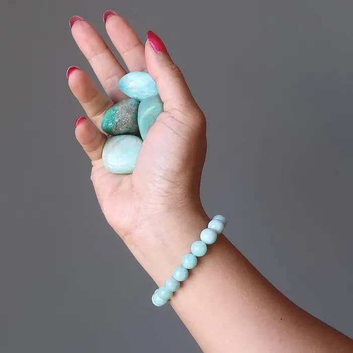 Bracelets Satin Crystals Amazonite Bracelet Aqua Paradise Pleasure Stone