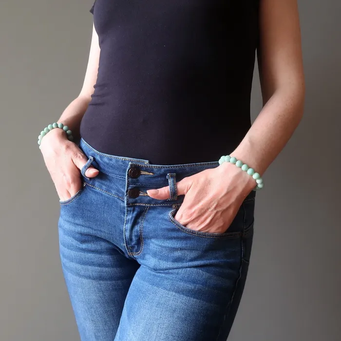Bracelets Satin Crystals Amazonite Bracelet Aqua Paradise Pleasure Stone