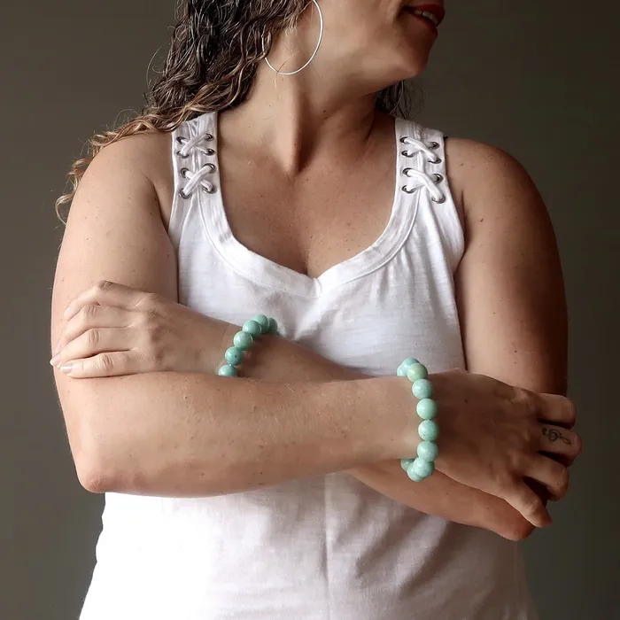 Bracelets Satin Crystals Amazonite Bracelet Aqua Paradise Pleasure Stone