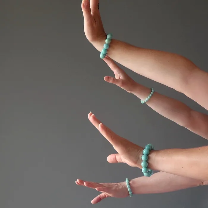 Bracelets Satin Crystals Amazonite Bracelet Aqua Paradise Pleasure Stone