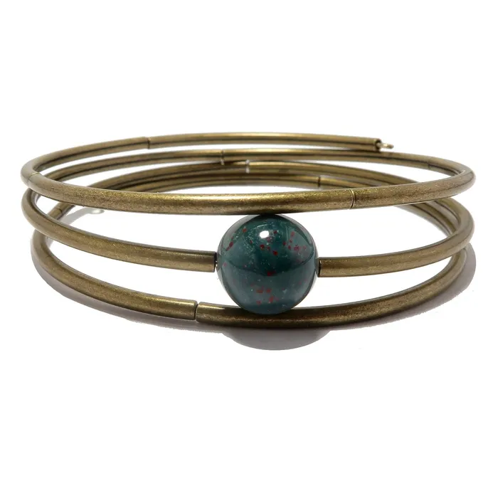 Bracelets Satin Crystals Bloodstone Bracelet Circle of Karma Empathy Stone Green Red Coil Bracelets Satin Crystals Bloodstone Bracelet Circle of Karma Empathy Stone Green Red Coil