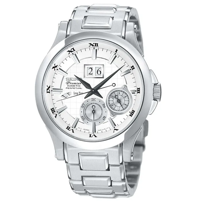 Bracelets Seiko Seiko SNP001 Mens Premier Kinetic Perpetual Calendar Silver Dial Steel Bracelet Watch Bracelets Seiko Seiko SNP001 Mens Premier Kinetic Perpetual Calendar Silver Dial Steel Bracelet Watch