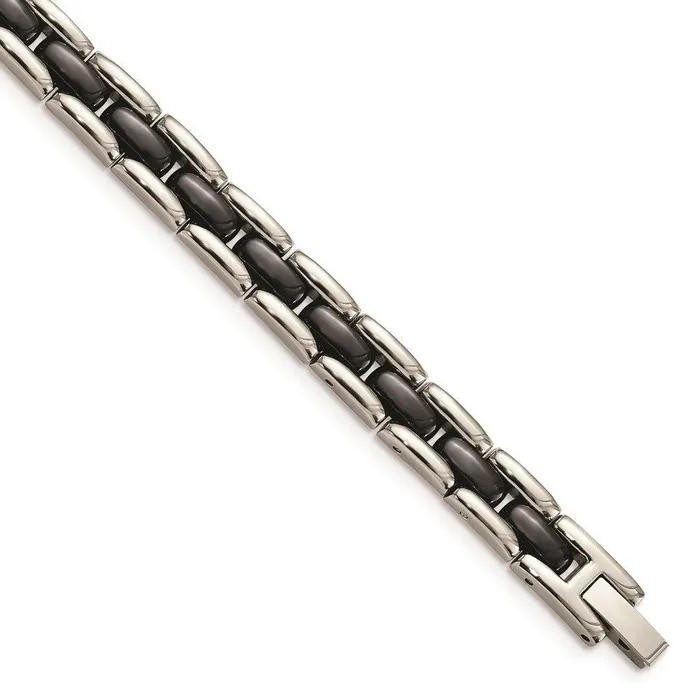 Bracelets Stainless Steel Black Ceramic 8in Bracelet Chisel