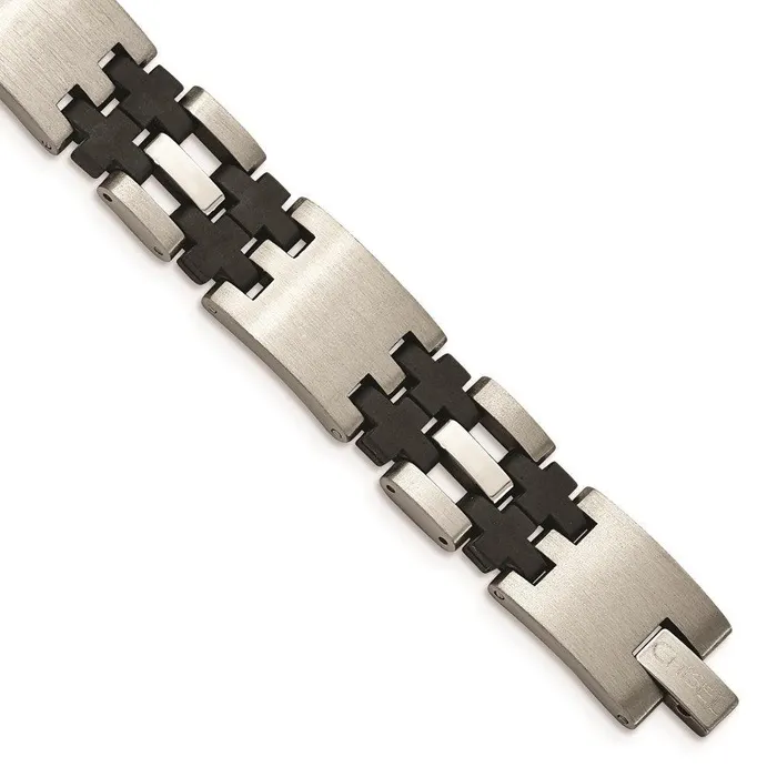 Chisel Bracelets Stainless Steel Black Rubber 875in Bracelet