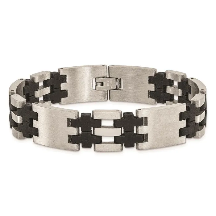 Chisel Bracelets Stainless Steel Black Rubber 875in Bracelet Chisel Bracelets Stainless Steel Black Rubber 875in Bracelet
