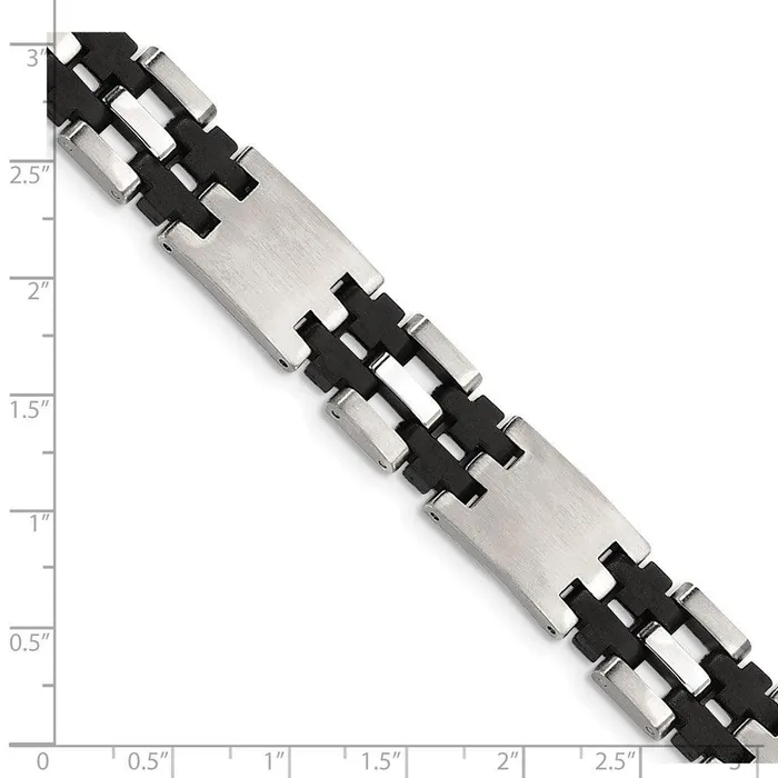 Chisel Bracelets Stainless Steel Black Rubber 875in Bracelet Chisel Bracelets Stainless Steel Black Rubber 875in Bracelet
