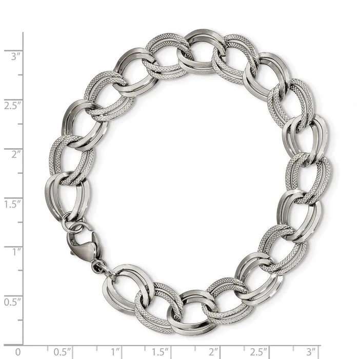 Chisel Bracelets Stainless Steel Polished and Textured 8 inch Link Bracelet Chisel Bracelets Stainless Steel Polished and Textured 8 inch Link Bracelet
