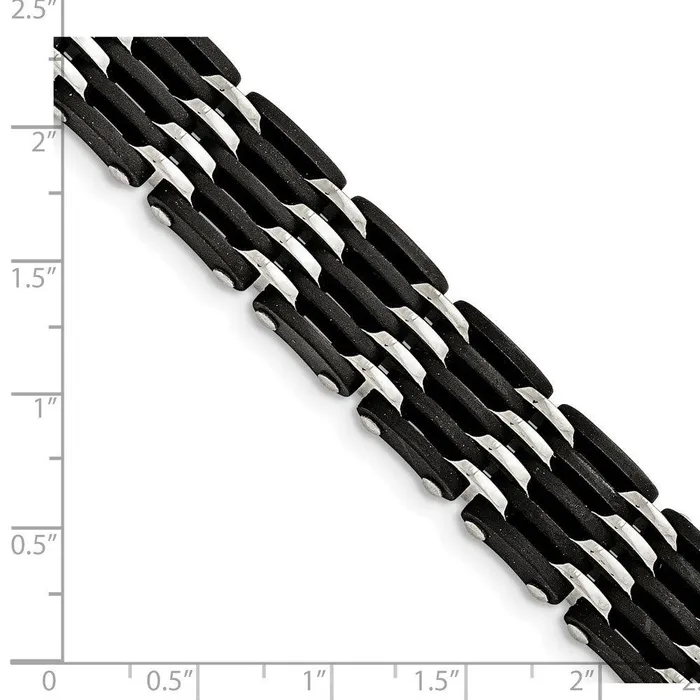 Chisel Bracelets Stainless Steel Polished Black Rubber Bracelet Chisel Bracelets Stainless Steel Polished Black Rubber Bracelet