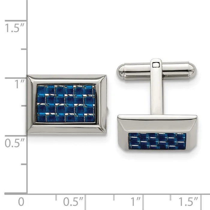 Chisel Bracelets Stainless Steel Polished with Blue Carbon Fiber Inlay Cufflinks Chisel Bracelets Stainless Steel Polished with Blue Carbon Fiber Inlay Cufflinks