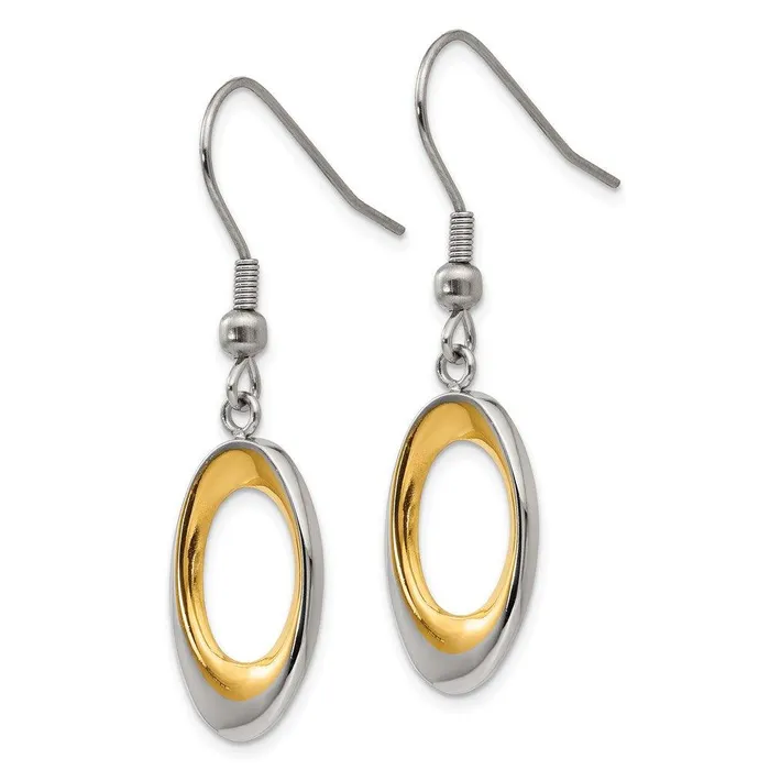 Chisel Earrings Stainless Steel Polished Yellow IPplated Oval Earrings Chisel Earrings Stainless Steel Polished Yellow IPplated Oval Earrings