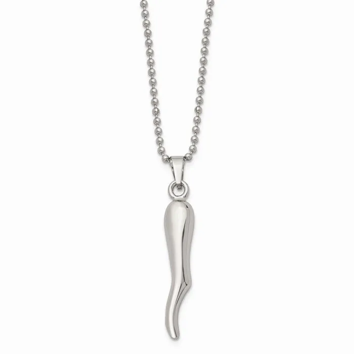 Chisel Necklaces Stainless Steel Italian Horn Necklace