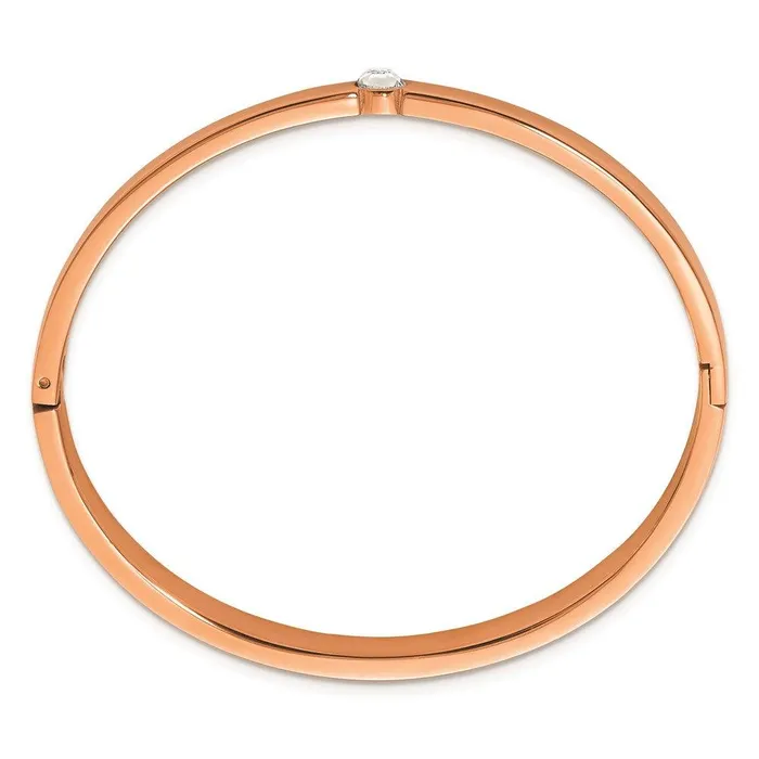 Chisel Stainless Steel Polished Rose IPplated Preciosa Crystal 6mm Hinged Bangle Bracelets Chisel Stainless Steel Polished Rose IPplated Preciosa Crystal 6mm Hinged Bangle Bracelets