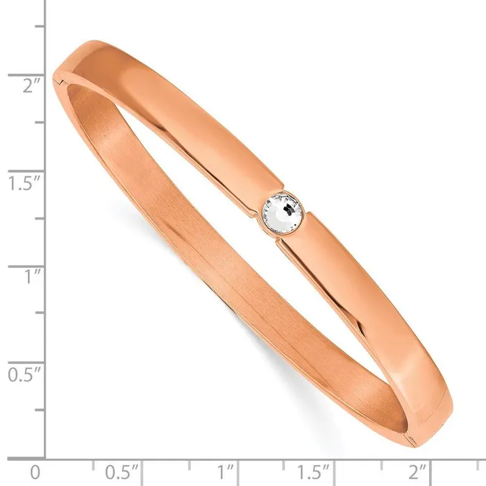 Chisel Stainless Steel Polished Rose IPplated Preciosa Crystal 6mm Hinged Bangle Bracelets Chisel Stainless Steel Polished Rose IPplated Preciosa Crystal 6mm Hinged Bangle Bracelets