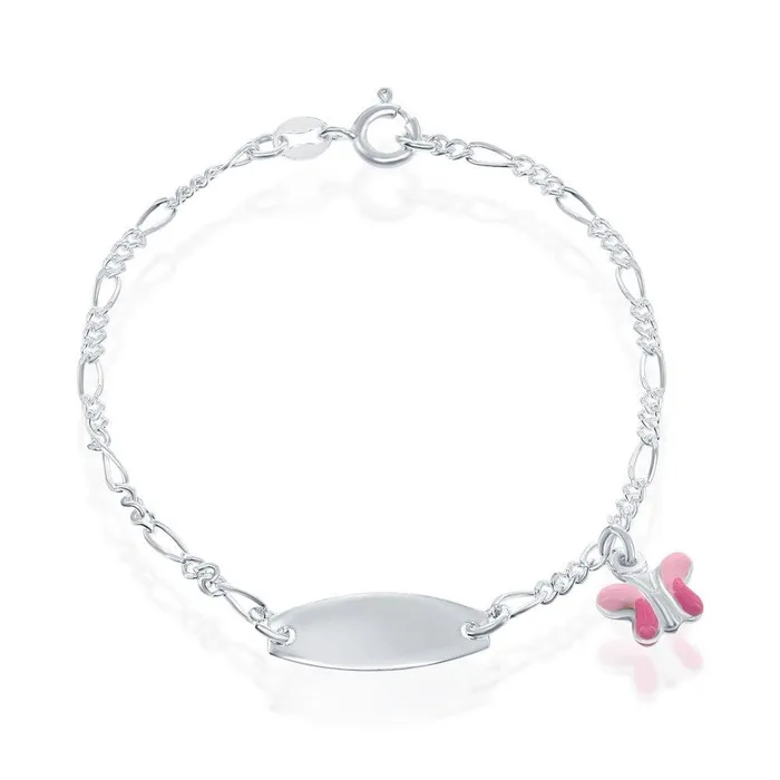 Classic Bracelets Sterling Silver Pink Butterfly Enamel Charm KidID Bracelet 65 Classic Bracelets Sterling Silver Pink Butterfly Enamel Charm KidID Bracelet 65