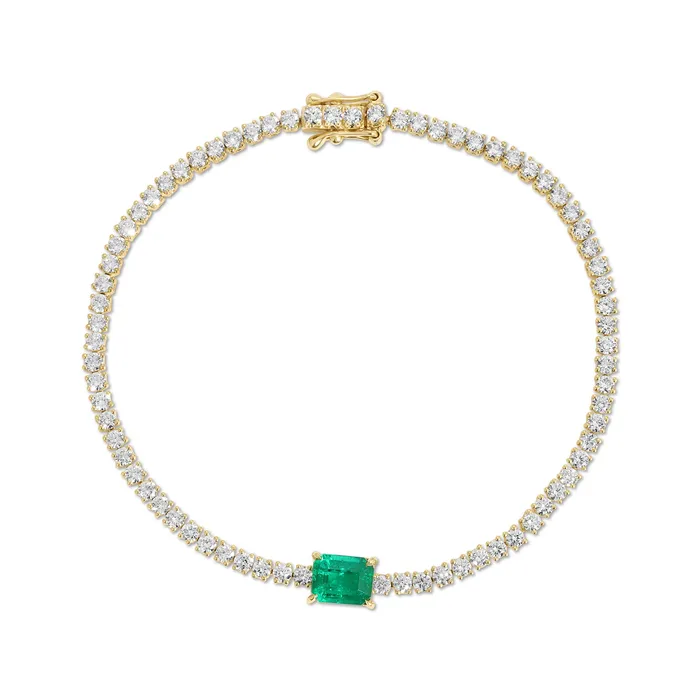 DIAMOND HEPBURN BRACELET WITH EMERALD CUT EMERALD CENTER Anita Ko Bracelets DIAMOND HEPBURN BRACELET WITH EMERALD CUT EMERALD CENTER Anita Ko Bracelets