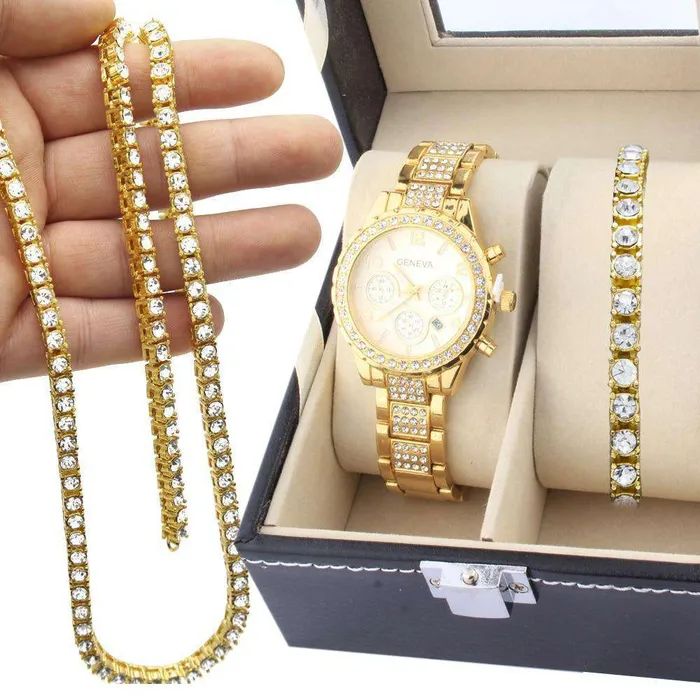 Draped in Gold Watch Bracelet and Chain Combo Hip Hop Fresh Jewelry Bracelets Draped in Gold Watch Bracelet and Chain Combo Hip Hop Fresh Jewelry Bracelets