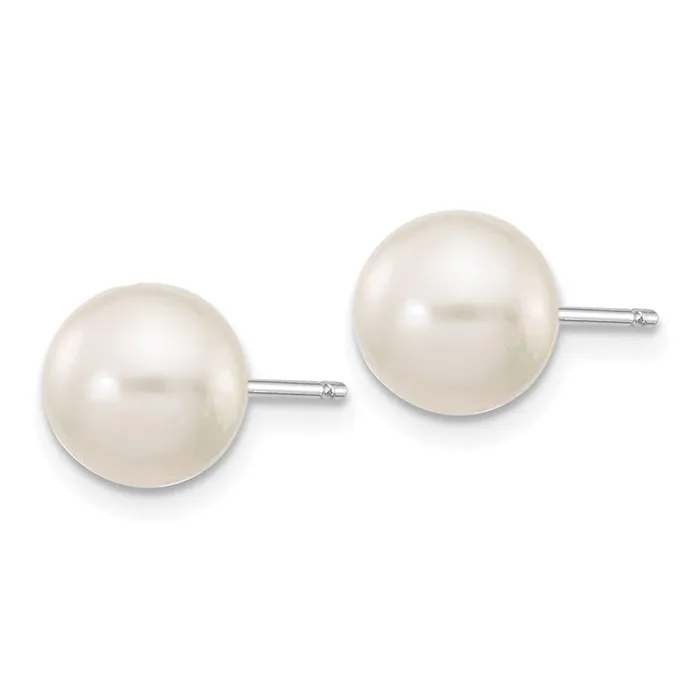Earrings Jewelry 14k White Gold 78mm White Round FW Cultured Pearl Stud Post Earrings Earrings Jewelry 14k White Gold 78mm White Round FW Cultured Pearl Stud Post Earrings