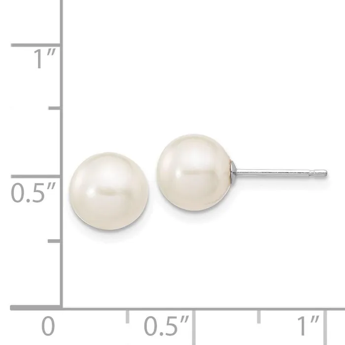 Earrings Jewelry 14k White Gold 78mm White Round FW Cultured Pearl Stud Post Earrings Earrings Jewelry 14k White Gold 78mm White Round FW Cultured Pearl Stud Post Earrings