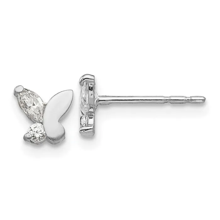 Earrings Jewelry Madi K Kids 14k White Gold CZ Butterfly Post Earrings
