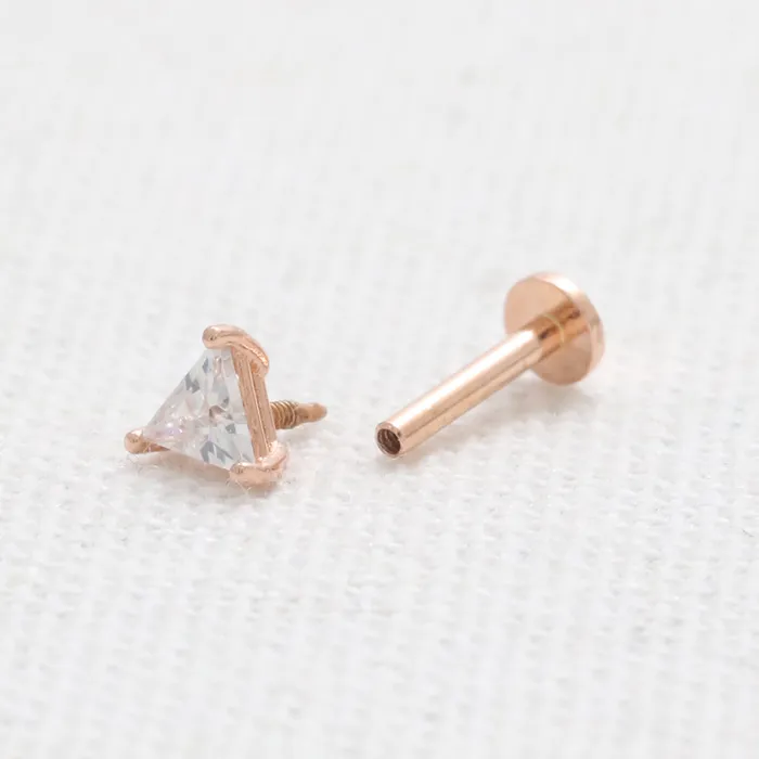 from J Shop Rings Triangle Cut CZ Internally Labret