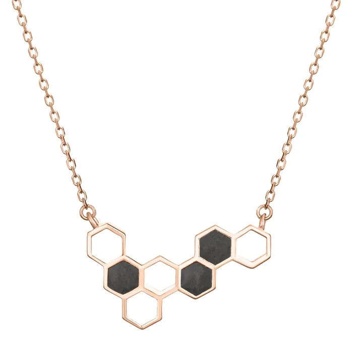 Honeycomb Cremation Necklace in 14K Rose Gold closebymejewelry Necklaces