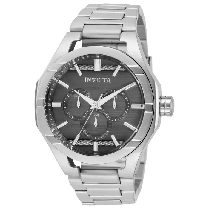 Invicta Bracelets Invicta Mens Quartz Watch Bolt Gunmetal Dial Silver Tone Bracelet 31827